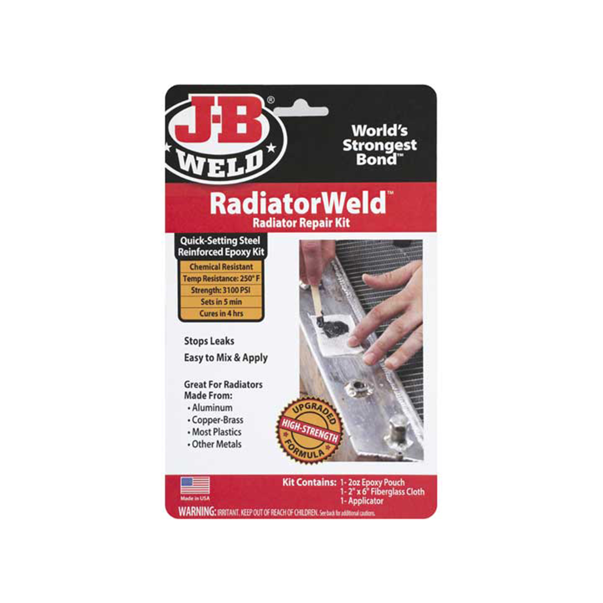 JB Weld RadiatorWeld Repair Kit — Rapid Repair Time, High Heat Resistance, Seals Cracks Up to 4in., Model# JBW2120